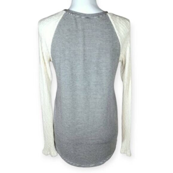 MICHAEL STARS BLACK & WHITE STRIPE  W/BEIGE SLEEVES SZ.OS EUC - Picture 3 of 6